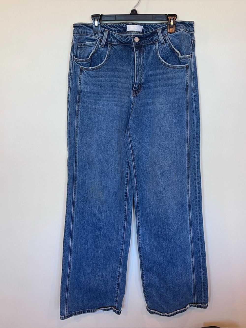 Vervet High Rise Wide Leg Baggy Denim Blue Jeans Womens Size 32 Stretch Cotton